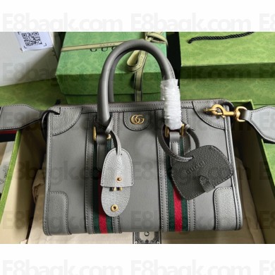 Gucci Small top handle bag with Double G 715772 leather Gray