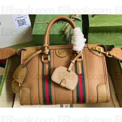 Gucci Small top handle bag with Double G 715772 leather Brown