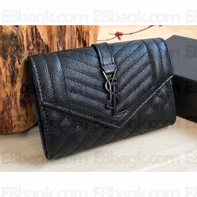 Saint Laurent small envelope wallet in mix Leather 651026 So Black