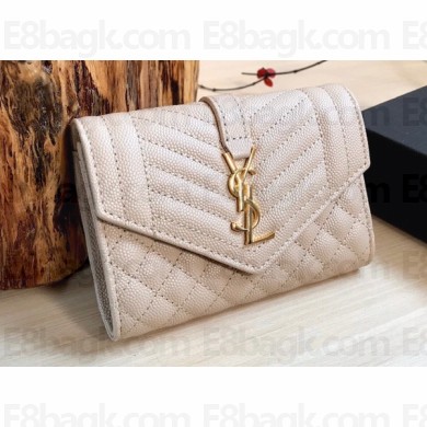 Saint Laurent small envelope wallet in mix Leather 651026 Beige
