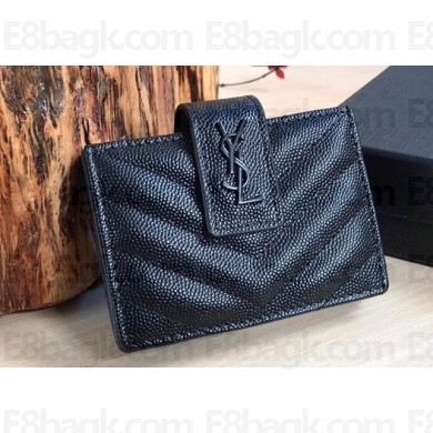 Saint Laurent cassandre Card Holder Wallet 607907 So Black