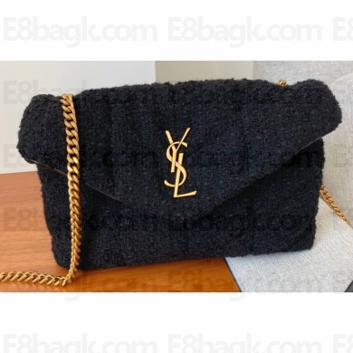 Saint Laurent puffer toy chain bag in Tweed 620333 Black