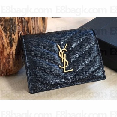 Saint Laurent cassandre flap card case Wallet 530841 Black/Gold