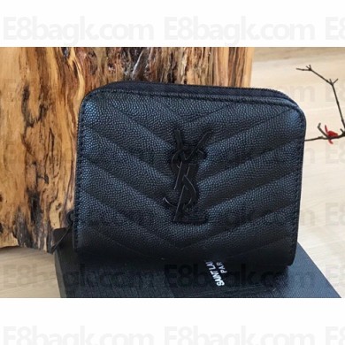 Saint Laurent cassandre Compact Bi-fold Wallet 403723 So Black