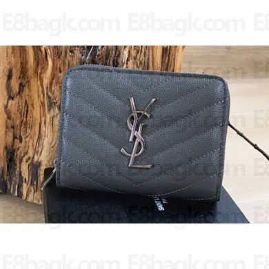 Saint Laurent cassandre Compact Bi-fold Wallet 403723 Gray