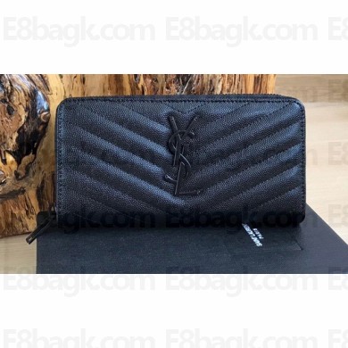 Saint Laurent cassandre zip around Wallet 358094 So Black