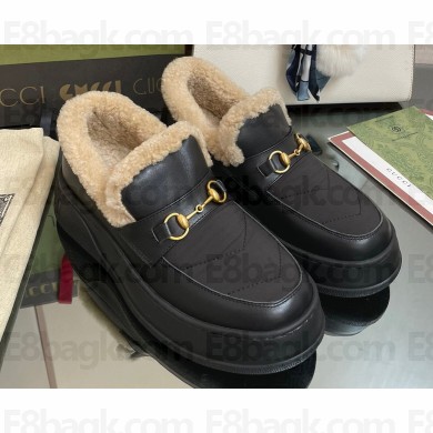 Gucci Heel 3cm Shearling Lining Loafers with Horsebit 01 2022