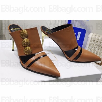 Balmain Heel 9.5cm Coin Mules Sandals 02 2022