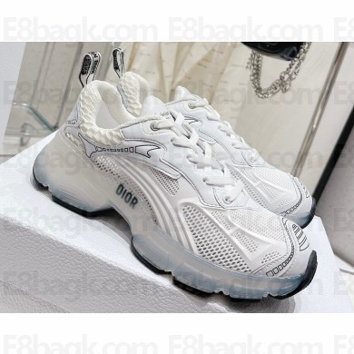 Dior White Technical Fabric Mesh and Rubber Vibe Sneakers 2022