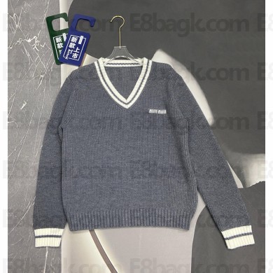 MIU MIU gray Wool and cashmere V-neck sweater MMLA27 2025