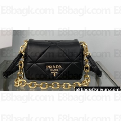 Prada System nappa leather patchwork shoulder bag 1BD292 Black