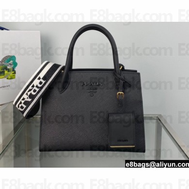 Prada Monochrome small Saffiano Leather bag 1BA156 Black