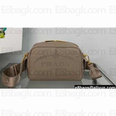 Prada Perforated logo Leather shoulder bag 1BH187 Camel 2022