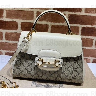 Gucci Horsebit 1955 medium bag ‎702049 GG canvas White