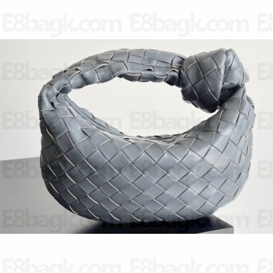 Bottega Veneta intrecciato leather mini jodie top handle bag gray