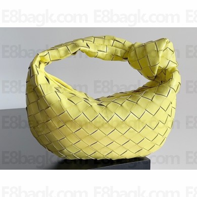 Bottega Veneta intrecciato leather mini jodie top handle bag light yellow