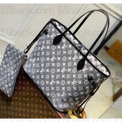 Louis Vuitton Denim textile jacquard Neverfull MM Tote Bag M21465