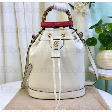 Gucci Diana small bucket bag with Bamboo handle 724652 White