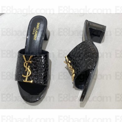 Saint Laurent Heel Mules with gold-tone monogram 06
