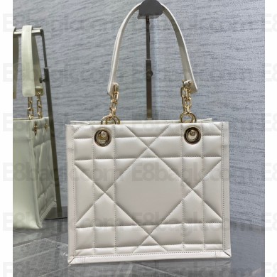 Dior Small Essential Tote Bag in Archicannage Calfskin White 2022