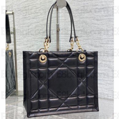 Dior Small Essential Tote Bag in Archicannage Calfskin Black 2022
