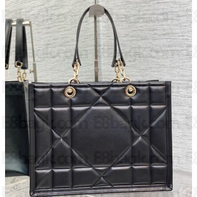 Dior Medium Essential Tote Bag in Archicannage Calfskin Black 2022