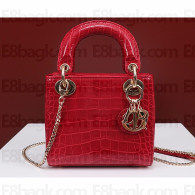 Lady Dior Mini Bag in Croco Pattern M0505 04 2022