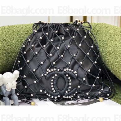 Chanel Pearl Mesh CC Logo Nylon Shopping Bag 2022