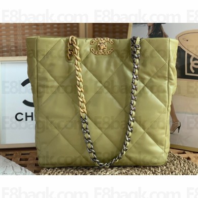 Chanel Shiny Lambskin CHANEL 19 Shopping Bag AS3519 Light Green 2022