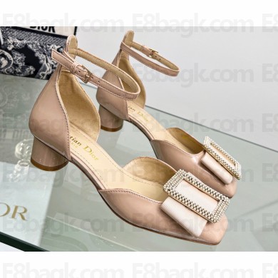 Dior Idylle Ballet Pumps in White Resin Pearls and Patent Calfskin Nude 2023