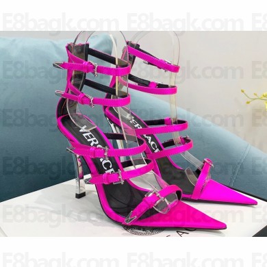 Versace Heel 11cm Buckle Straps Sandals Satin Fuchsia 2022