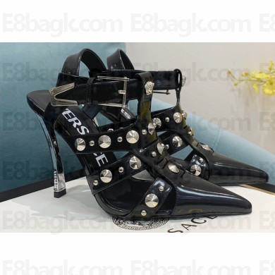 Versace Heel 11cm Stud-embellished Pumps Brushed Black 2022