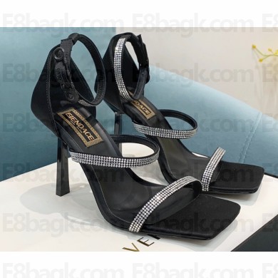 Fendi x Versace Heel 10.5cm Fendace embellished Sandals Satin Black 2022