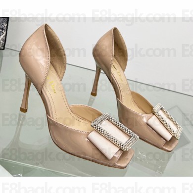 Dior Idylle Heeled Sandals in White Resin Pearls and Patent Calfskin Nude 2023