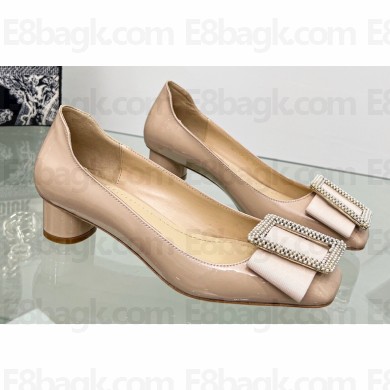 Dior Idylle Heeled Sandals in White Resin Pearls and Patent Calfskin Nude 2023