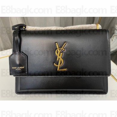 Saint Laurent sunset medium chain bag in smooth leather 442906 Black/Gold
