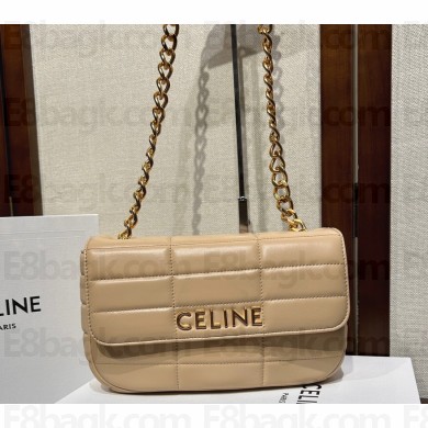 Celine Chain Shoulder Bag Matelasse Monochrome Celine In Quilted Goatskin Beige 2023