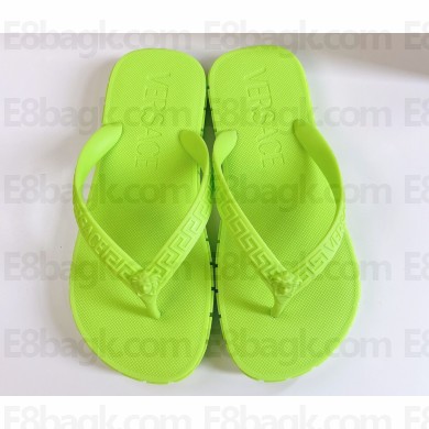 Versace Greca rubber Flat Thong Sandals Fluo Green 2023