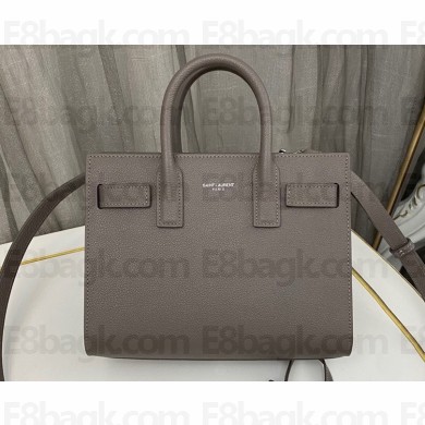 Saint Laurent Sac De Jour Nano Bag in grained leather 392035 Gray