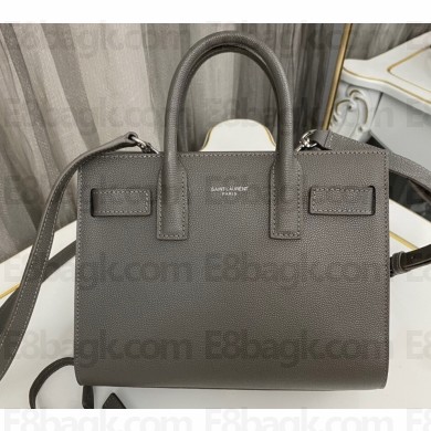Saint Laurent Sac De Jour Nano Bag in grain de poudre embossed leather 392035 Gray