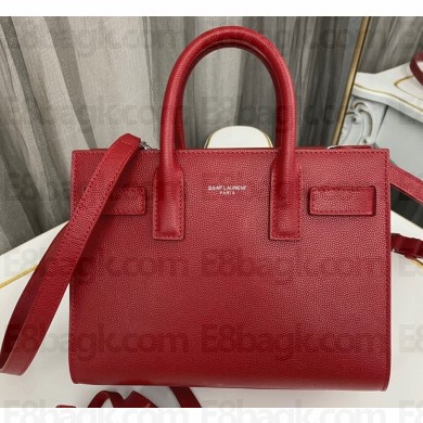 Saint Laurent Sac De Jour Nano Bag in grain de poudre embossed leather 392035 Red