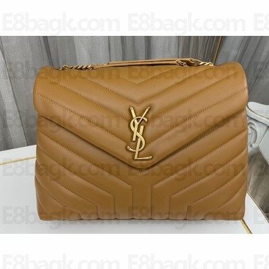 Saint Laurent loulou medium chain bag in quilted "y" leather 459749/574946 Brown/Gold