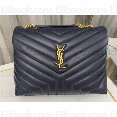 Saint Laurent loulou medium chain bag in quilted "y" leather 459749/574946 Blue/Gold