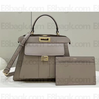 Fendi Peekaboo ISeeU Medium Bag with Baguette Pocket Gray 2023