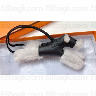 Hermes Fox Terrier Budy charm in wool and lambskin 05