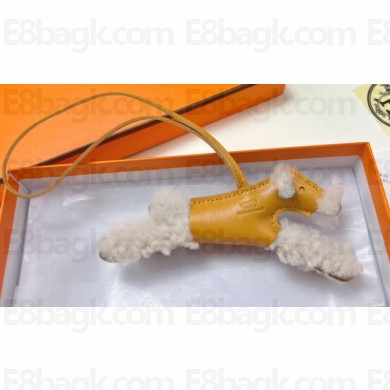 Hermes Fox Terrier Budy charm in wool and lambskin 10