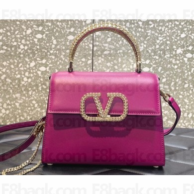 Valentino VSLING small calfskin Handbag Purple With jewel handle 2023