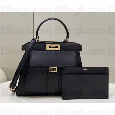 Fendi Peekaboo ISeeU Medium Bag with Baguette Pocket Black 2023