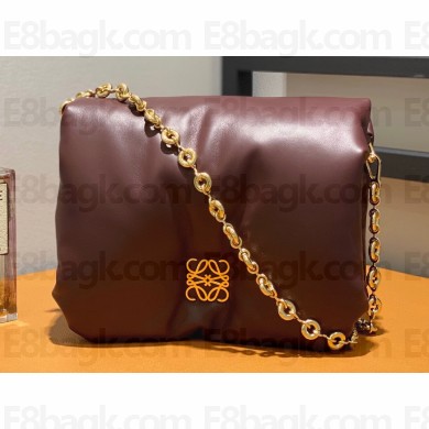 Loewe Puffer Goya bag in shiny nappa lambskin Burgundy 2023