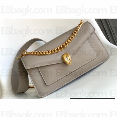 Bvlgari Serpenti East-West Maxi Chain Shoulder Bag 28cm with Detachable Shoulder Strap Gray